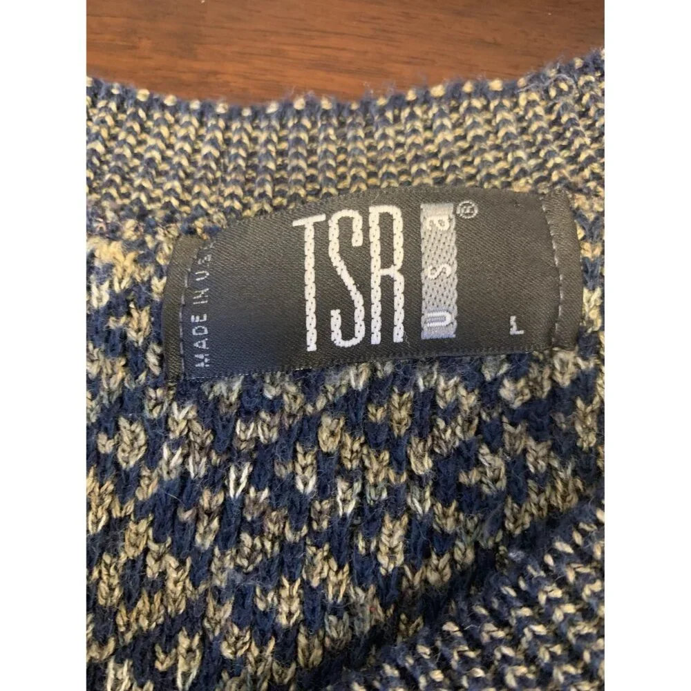 TSR USA Vintage 90s Chevron Sweater‎ Cardigan Size L